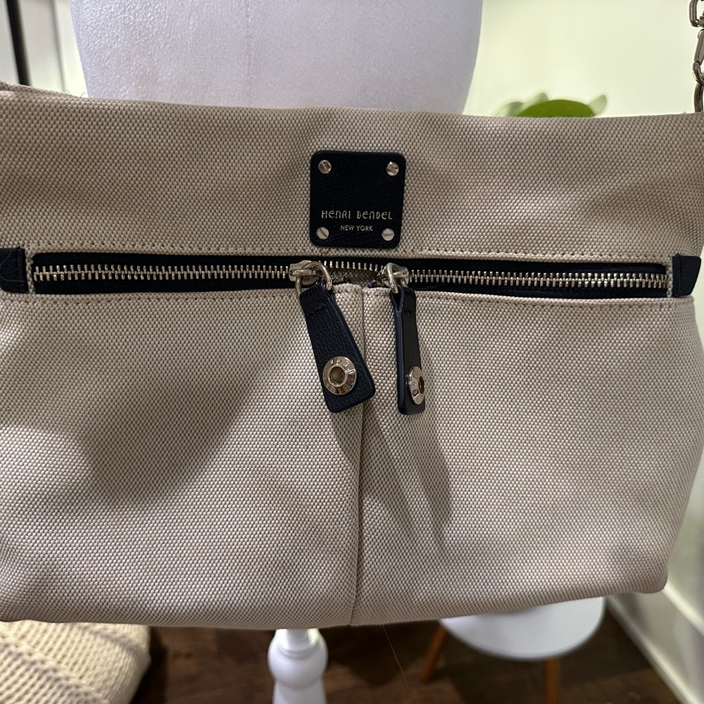 HENRI BENDEL Small Crossbody Bag Woven Canvas and Leather - Picture 2 of 10